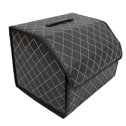 PRETYZOOM Foldable Vehicle Trunk Leather Storage Box for Car Organising