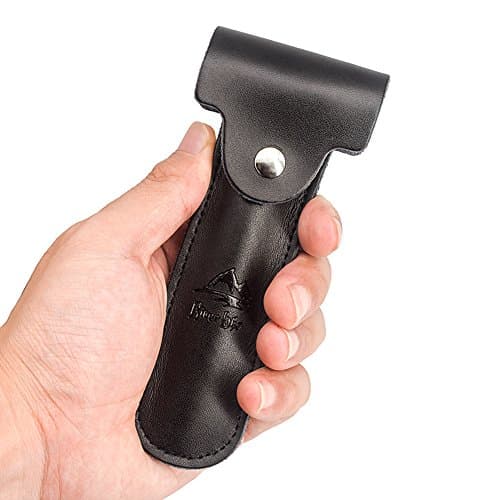 Genuine Leather Case Razor Protective Travel Case RIVERLAKE for Safety Razor's Double Edge Safety Case Cover Shaving Pouch Holder/Travel Case, Black — view 6