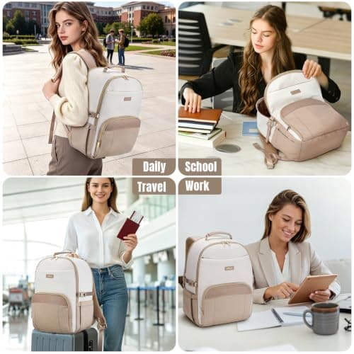 ETRONIK 15.6 Inch Laptop Backpack Women, Water-resistant Laptop Work Bag — view 6