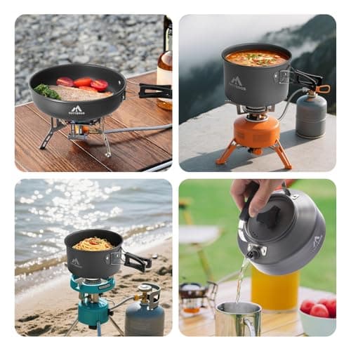 THTYBROS 27-Piece Camping Cookware Set for 2–4 People, Portable Cooking Set with Kettle, Pots & Pans, Stainless Steel Cutlery, Plates and Dishware for Trekking, Picnics and Outdoor Adventures — view 6