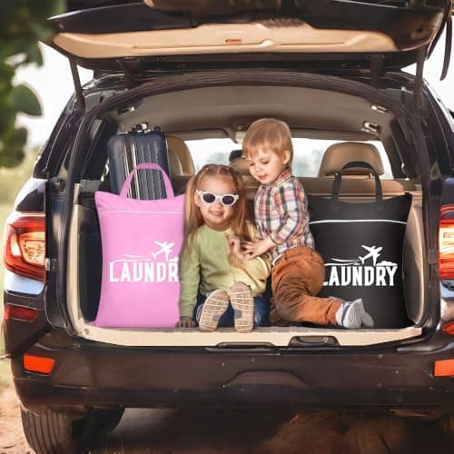 Travel laundry bag with Handle, 2Pcs Laundry Bags with Zips Waterproof Large Foldable Washable Dirty Clothes Bag, Wet Dry Bags for Swimming, Gym, Yoga, Workout, College Dorm — view 3