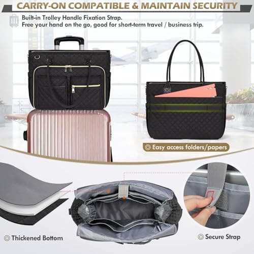 RAINSMORE Laptop Tote Bag for Women Teacher Work Bags Nurse Bag 15.6 inch — view 6