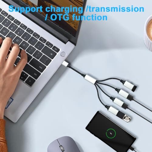 USB Splitter 4 Port 0.3m USB 1 in 4 Out Splitter Adapter Nylon Braided — view 6