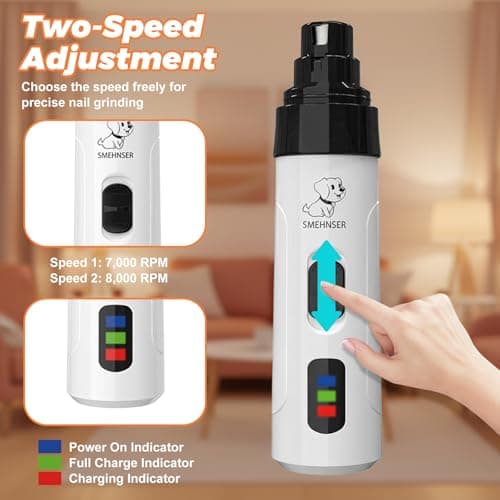 Dog Nail Grinders – Cordless Electric Pet Nail Trimmer, Silent USB Rechargeable Dog Claw Grinder with Diamond Bit, Low-Noise Nails Clippers & File Trimmer for Dogs & Cats, Home & Travel Grooming — view 3
