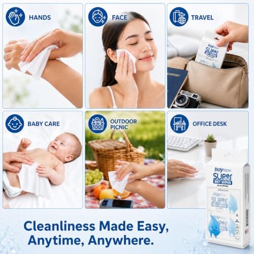 Big Dealz Super Mini Travel Wet Wipes, Sensitive, 8 Pack (64 Wipes), white — view 6