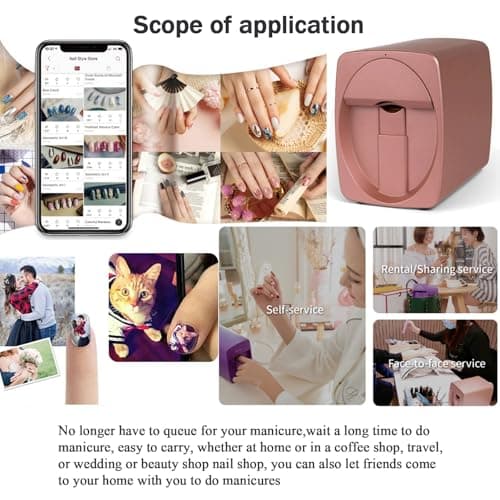 Digital Mobile Nail Art Printer- 3D Nail Printer Machine Support WiFi/DIY, Portable Nail Painting Machine 10s Done, Printing and Rying as One, Over 1000 Pictures(Rose Gold) — view 4