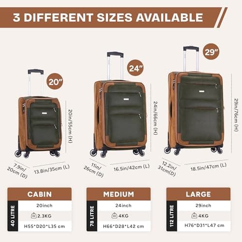 Skylark 29" Lightweight Faux Suede 4 Wheeled Spinner Luggage Trolley Suitcase Travel Bag Telescopic Handle with 3-Digit Combination Lock for 23kg (112 litres) — view 2