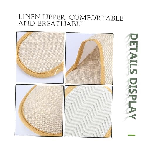 CALLARON 10 Pairs Disposable Guest Slippers Non-slip Beige Cloth Flax Spa Slippers with Eva Sole Lightweight for Short-term Stays — view 4