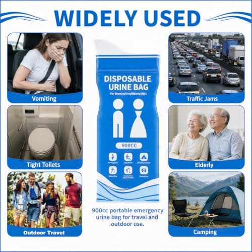 12 Pcs Urine Bags, 900ml Travel Potty, Portable Toilet And Vomit Bags Set — view 6