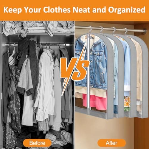 4 Pack Garment Bags 40" with 4" Gusset, Clothes Covers, Grey — view 6
