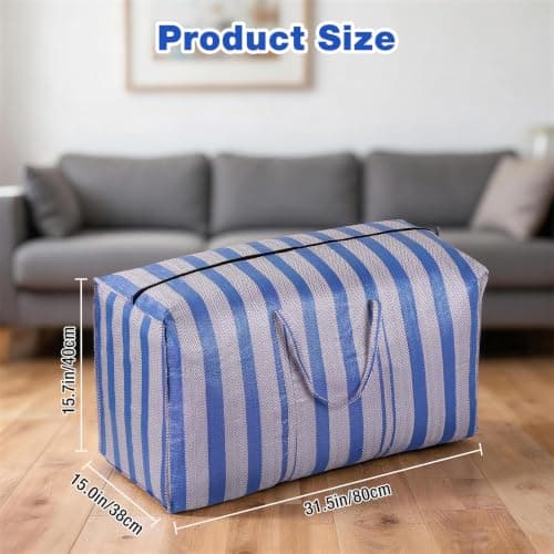 10 Pack Extra Large Moving Bags Clothes Storage Box Replacement, Thickened 130L Packing Sacks with Zips for Wardrobe Organisation, House Relocation, 86x46x33 cm (10) — view 2