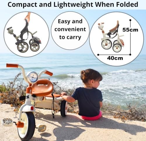 Twinly Carly Foldable Toddler Tricycle with Parent Handle, Mint — view 5