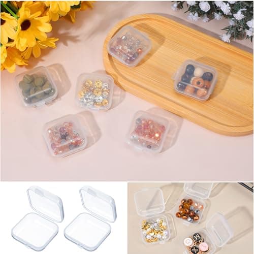 Sorcristy 6 PCS Mini Clear Storage Boxes, Earplug Case Organizer, Plastic Box Set, Mall Portable Square Bead Storage Box Organizer for Small Items, Beads, Jewelry, Crafts (1.34×1.34×0.7 Inches) — view 5