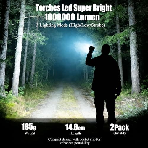 Voylite Torches LED Super Bright Rechargeable 2 Pack, 1000000 High Lumens — view 2