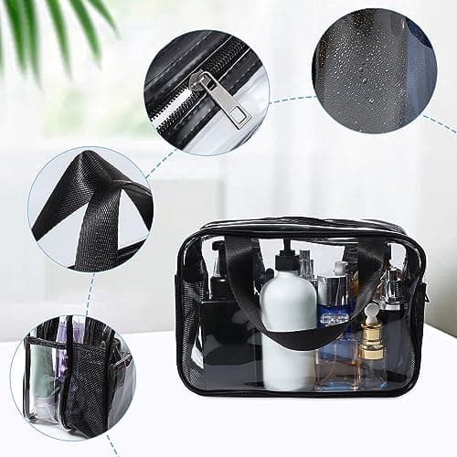 Clear Toiletry Bag, Large Plastic Travel Wash Bag Makeup Bags with Handle — view 4