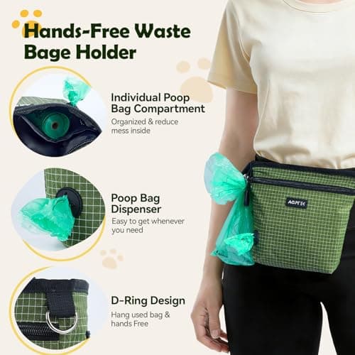 AGPTEK Dog Treat Pouch Bag for Walking, Magnetic Zipper Closure, Green — view 6