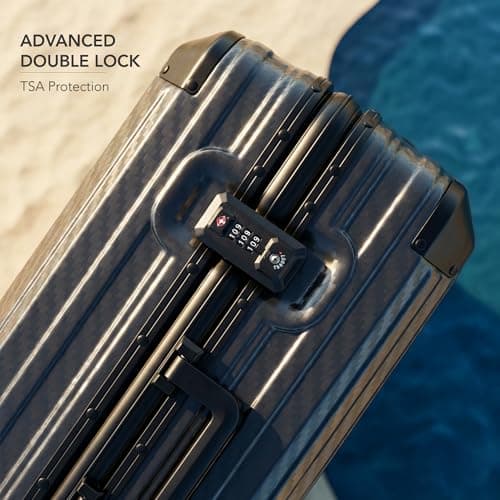 LUGG Solo Explorer 20 Inch Cabin Suitcase with Protection Cover - Alluminium Hard Frame Trolley, 37L Lightweight Travel Luggage, 360° Spinner Wheels, TSA Lock, Scratch & Water Resistant (55x38x22cm) — view 5