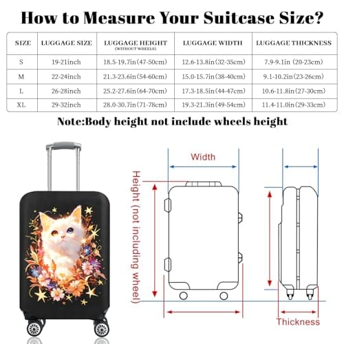 SICANAUO Luggage Covers, Elastic Travel Suitcase Protector, Personalised Suitcase Cover, Anti-Scratch Luggage Storage Covers, Travel Trolley Case Protector (Style 10, M (22-24 inch suitcase)) — view 2