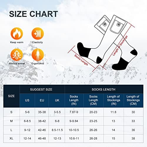 Heated Socks for Men Women Rechargeable,Thermal Electric Battery Ski Socks in Cold Weather Winter Warm for ‎Running Walking Camping Hiking Training Work Skiing Sleeping Cold Feet — view 2