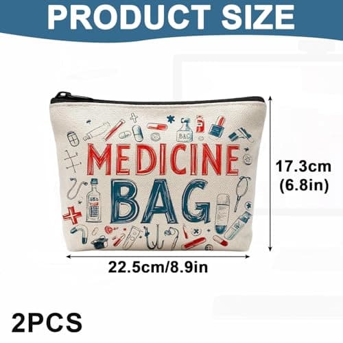 Medicine Bags for Travelling, Mmedication Bag, 2pcs Medication Organizer Pouches for Pills and Medical Supplies, Portable Medicine Storage for Travelers, Nursing Professionals, 7.08 x 8.66 Inches — view 2