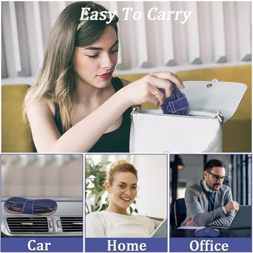 CREATCABIN Leather Sunglasses Case Portable Glasses Bag Slim Squeeze Lightweight Travel Eyeglasses Holder Pouch with Soft Cleaning Cloth Gift for Family Friends Holiday Vacation 6.9x3.4 Inch Blue — view 5