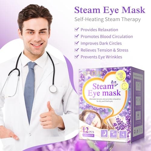 Steam Eye Mask 12 Packs, Lavender Self Heated Eye Mask for Dry Eyes, Dark Circles and Puffiness, Comfortable and Relax Sleep Mask, Relief Stress Eye Fatigue — view 2