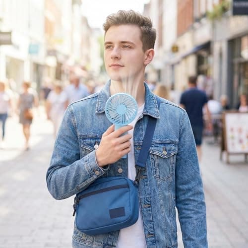 3 Pack Mini Handheld Fan USB Rechargeable Portable Fans with 3 Speeds Detachable Cover Lightweight Pocket-Size Cooling Desk Fan for Travel Makeup Summer for Kids Family School Office Outdoor Camping — view 5