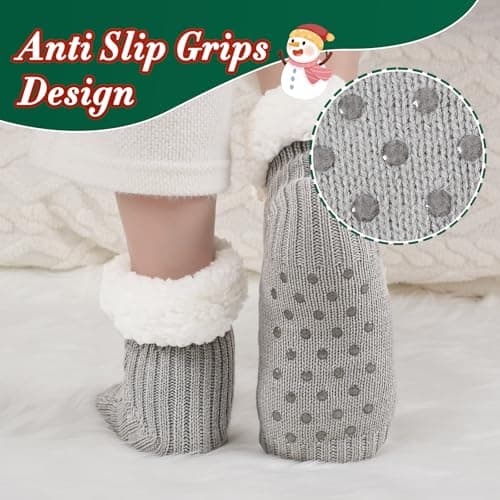 SockWaddles Slipper Socks for Women & Men, Non Slip, Thermal Winter Grey — view 4