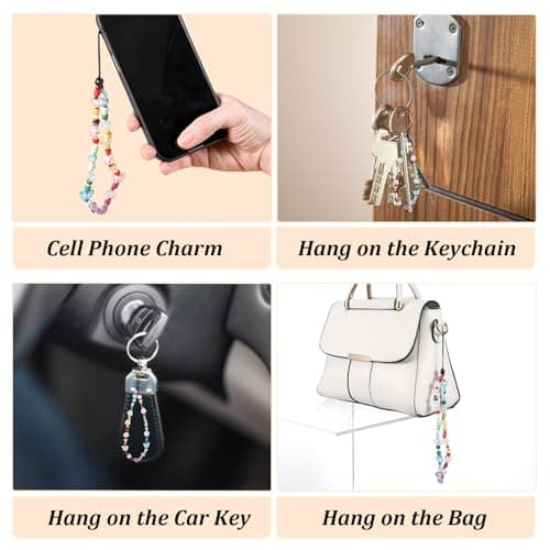 Shimmeroo Rainbow Beaded phone charms, Butterfly Acrylic Phone Wrist Strap — view 5