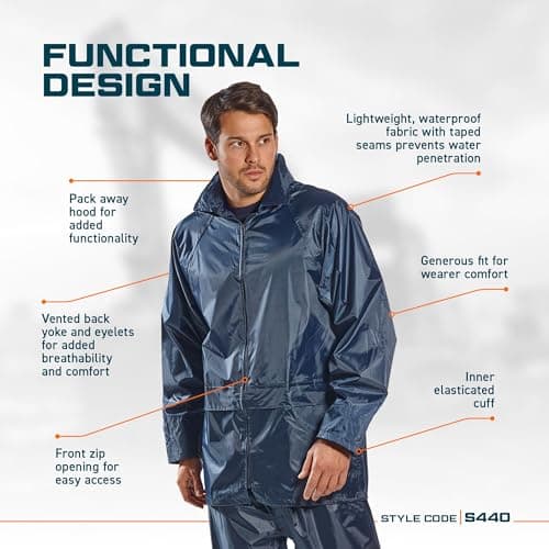 Portwest S440 Classic Rain Jacket Waterproof Hooded Pack-Away — view 2