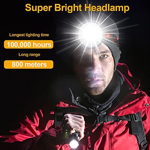 PARAROSE Head Torches Upgrade, 90000 High Lumen Head Torch Rechargeable Super Bright Headtouch, Waterproof USB LED Head Tourch, 2 Modes Headlamp for Outdoor Camping Fishing Hunting Running Biking — view 2