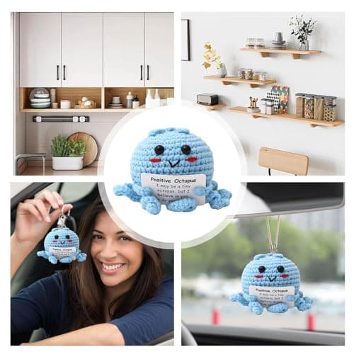 Positive Animals – Knitted Octopus Doll With Encouragement Card | Motivational Toy For Students Teachers Men Women Girls Boys Coworkers | Handcrafted Crochet Gift — view 6