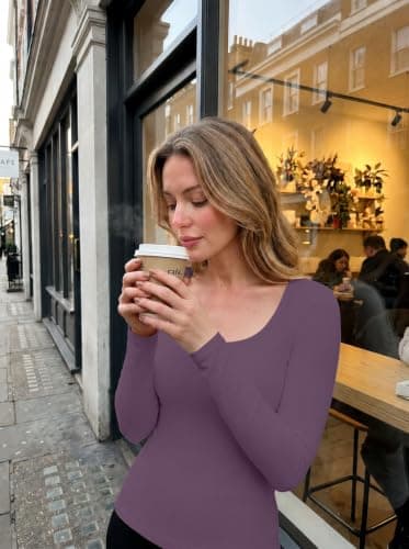IWOLLENCE Thermal Tops Womens Scoop Neck Underlayer (Purple, M) — view 4
