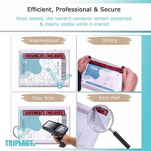 Triplast 100 x A6 Printed Document Enclosed Wallet (158 x 110 mm) | Peel & Seal Clear Plastic Envelopes/Sleeves/Pockets/Wallets | Attach Invoices, Packing Lists & Delivery Notes to Parcels — view 3