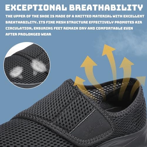 Git-up Women's Walking Shoes Ultra Lightweight and Breathable, Hook and Loop Water Shoes for Indoor and Outdoor, Slip On Athletic Shoes for Walking Hiking Stream, B-black, 7 — view 4