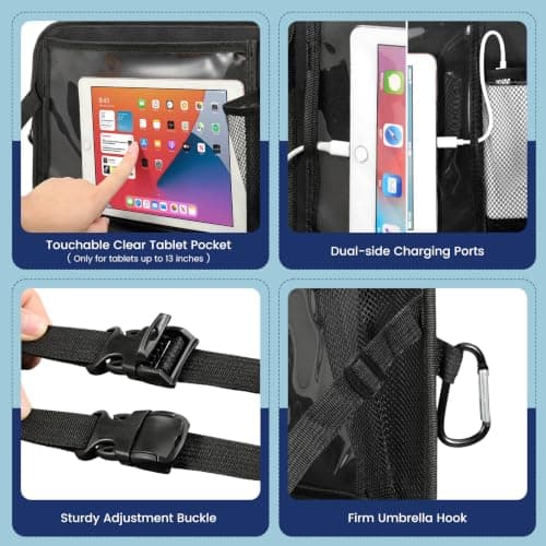 MoKo Car Organizer Back Seat, 8 Pockets Foldable Tray 600D Black, 1 Pack — view 4