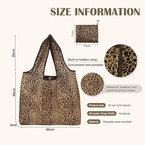 HapSmile 4 Pcs Reusable Shopping Bags Foldable, Fold Up Shopping Bag in Pouch Portable High Capacity, Foldable Shoppings Bag Waterproof for Daily Use, Travel, Picnic, 40 × 46cm — view 4