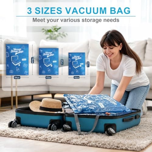 Hifree Travel Vacuum Storage Bags, with Cordless Pump, 12Pcs, S/M/L — view 3