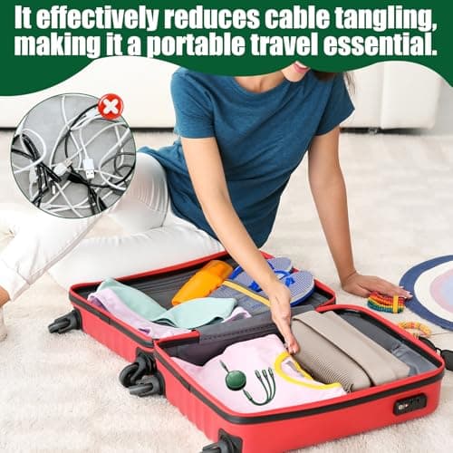 1.2m 100W Retractable Multi Charger Cable 3 in 1, Travel Charger Cable with Fast Charging USB C Port, 6A Charging Cables for Multiple Devices with iPhone Android MacBook, Green Tangle-Free Cord — view 4