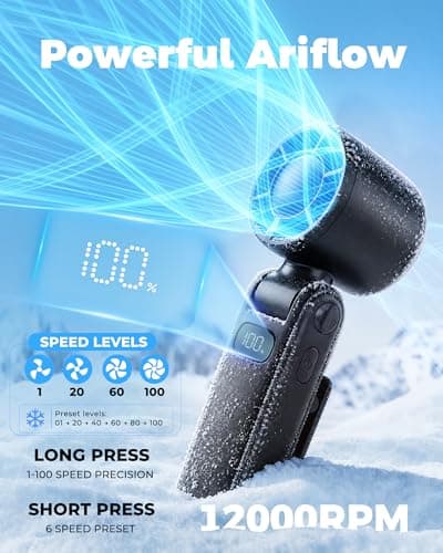 TUNISE Portable Fan, Handheld Fan Rechargeable 3600mAh, Mini Personal Fan — view 5
