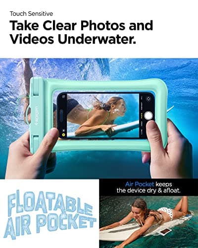 Spigen [2 PACK Floating Waterproof Floating Phone Case Up to 8.2" Mint — view 4