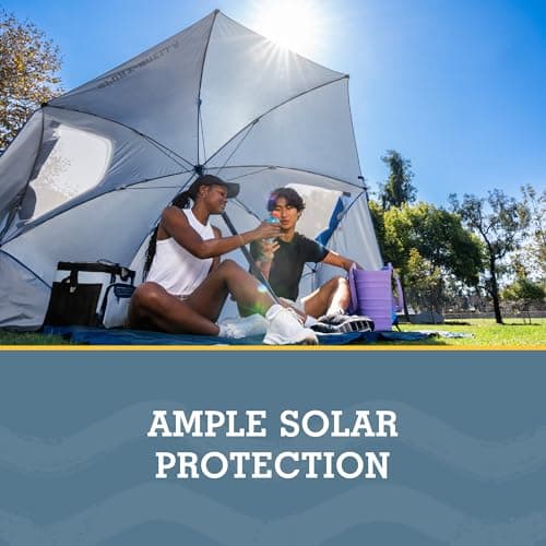 Sport-Brella Premiere Portable Sun Umbrella, Multi-purpose Garden Umbrella, Easy Folding Setup, 243 cm, 1 Piece, Perfect for Outdoor Activities, Beach, and Garden Use, UV Protection-Blue — view 2
