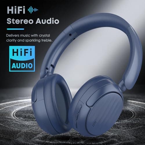 MMWOWARTS Bluetooth Headphones with Active Noise Cancelling (ANC), Wireless Over Ear Bluetooth Headsets with 35H Playtime, HiFi Stereo Foldable Headphones with Foam Ear Cups for Sports, Travel — view 3