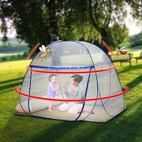 GLKEBY Pop Up Mosquito Net for Double Bed, 180 * 200 * 150cm Large Portable Tent Travel Double Door Zipper Bed Net, Easy Installation,Fine mesh,for Bedroom Outdoor Camping,No Hooks Easy operation — view 2