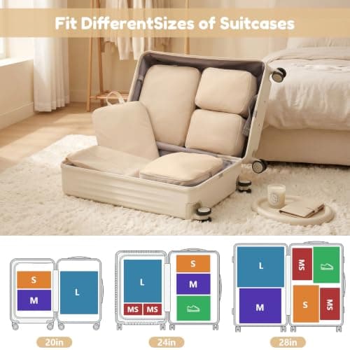 Large Packing Cubes for Suitcases,6 Set Compression Packing Cubes,Combined — view 3