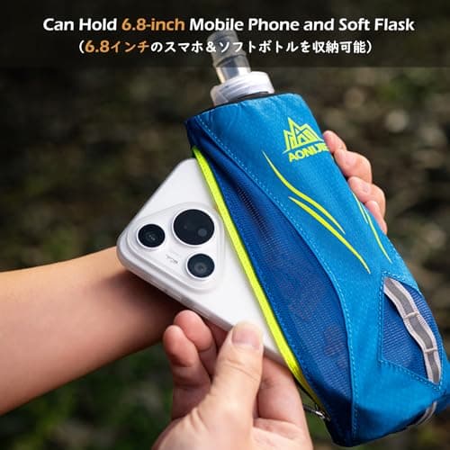 TRIWONDER Handheld Running Water Bottle with Hand Strap Collapsible Soft Flask for Runners Leakproof Hydration Pack Carrier for Jogging Hiking (Black - 500ml) — view 3