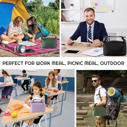 SUOXU Insulated Lunch Bag Leak Proof Thermal Lunch Tote for Adults Kids - Large Capacity Water Resistant Cooler Bag for Work, School, Picnic & Travel (Purple) — view 6