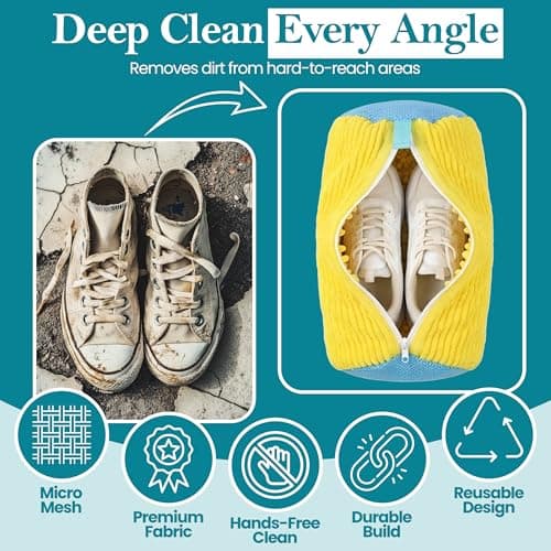 NARGY Shoe Wash Bag for Washing Machine – Reusable Zipper Shoe Bag for Washing Machine – Yellow Wash Pouch for Trainers & Sport Shoes — view 3