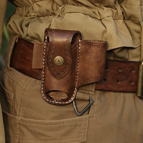 TOURBON Multitool Leather Sheath EDC Pocket Organizer Belt Pouch for Flashlight Pen Knife Holster — view 5