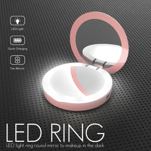 Gifts for women – power bank with LED mirror for iPhone Samsung – birthday gift – Valentine's gift – gift for sister – gift for mum (rose gold) — view 2